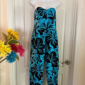 Michael Kors Jumpsuit SZ 10 New beautiful Large Floral Print Strapless! 170$ Org